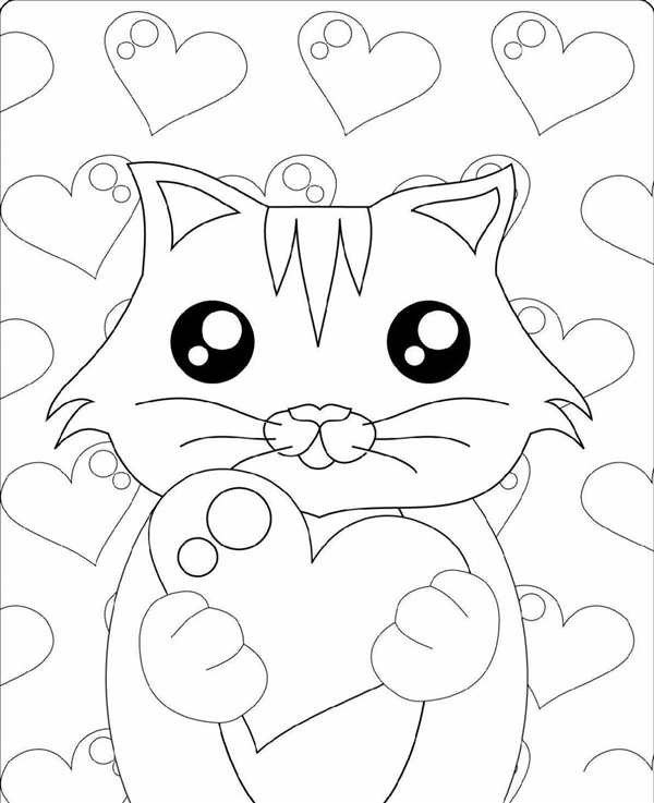 Котик раскраска для детей