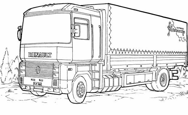 Веселый тягач в красках забавная раскраска