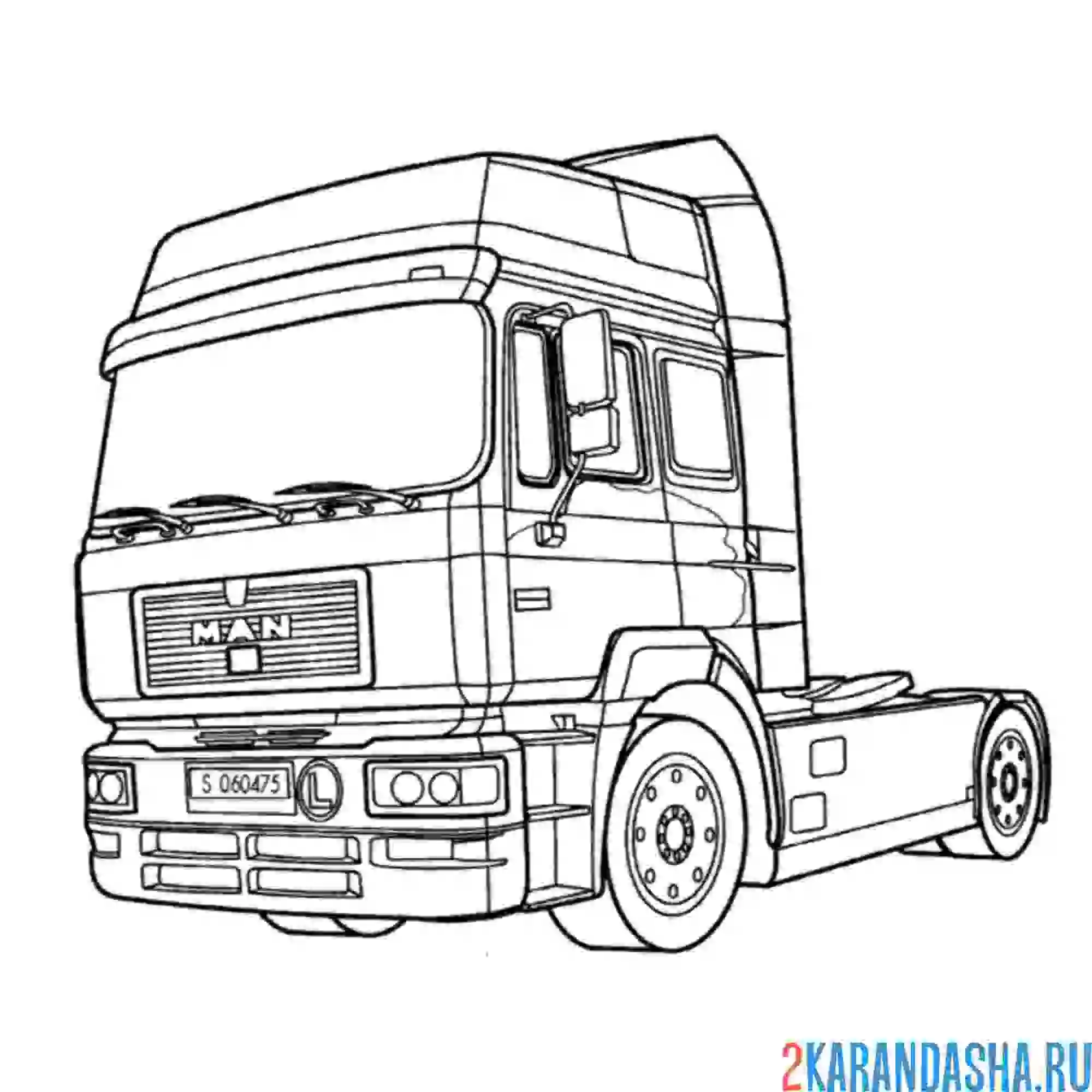 Веселый тягач в красках забавная раскраска
