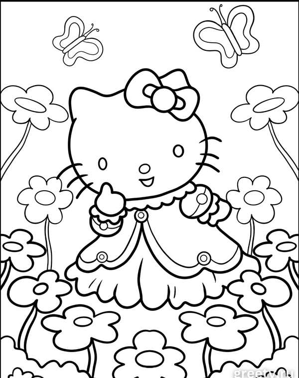 Воздушные Шары с Hello Kitty Увлекательная Раскраска