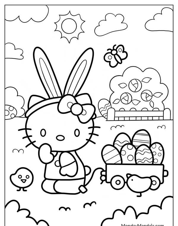 Воздушные Шары с Hello Kitty Увлекательная Раскраска