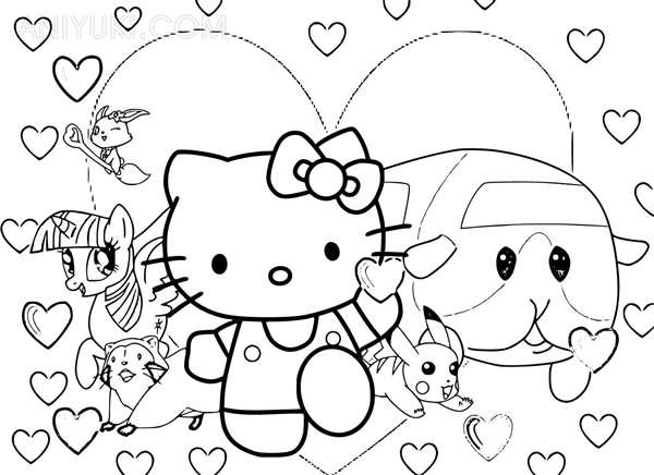 Воздушные Шары с Hello Kitty Увлекательная Раскраска