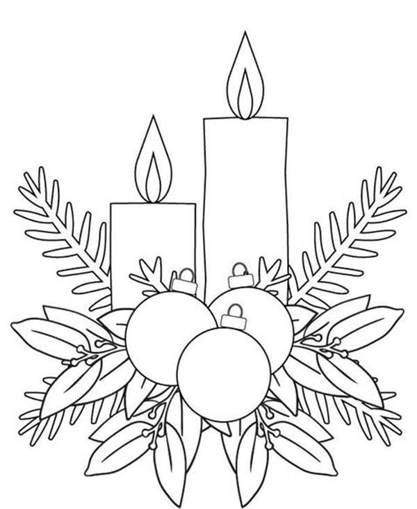 Новогодняя свеча раскраска